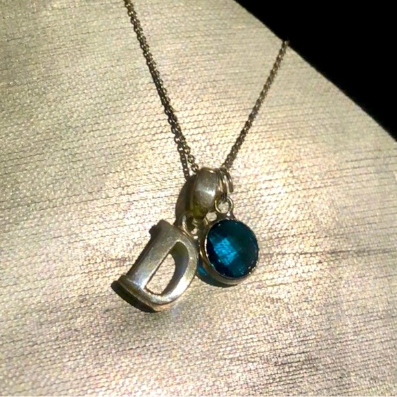 Sterling Silver Thick Initials with Your Choice of Crystal Charm-Boutique - Picture 13 of 13